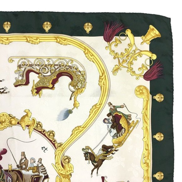 728209L Hermes Scarf Plumes Et Grelots Carre 90 Multicolor Silk 100% - Picture 3 of 9